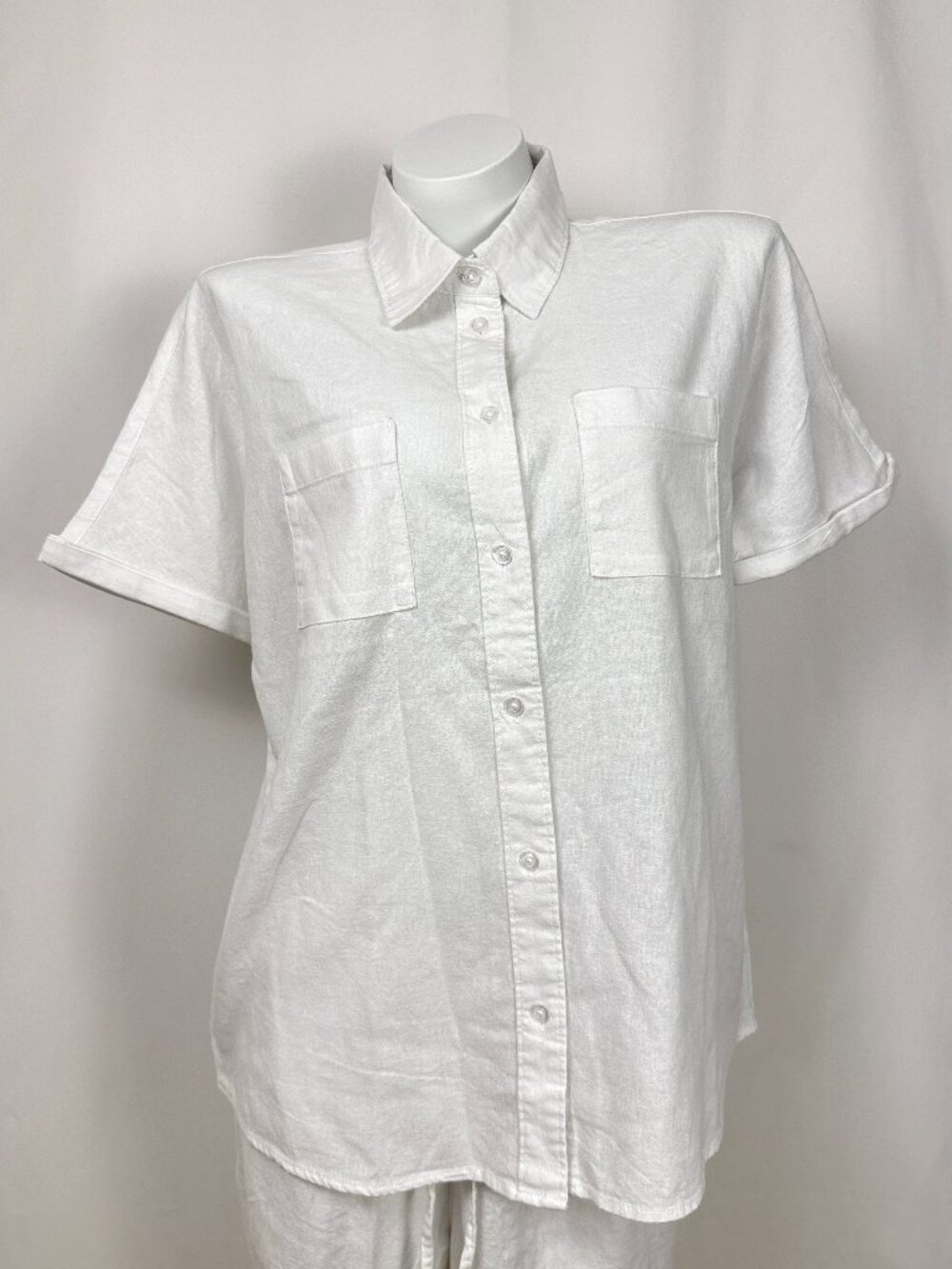 George Women Short Sleeve Linen Blend Shirt Loose Fit XS S M L XL